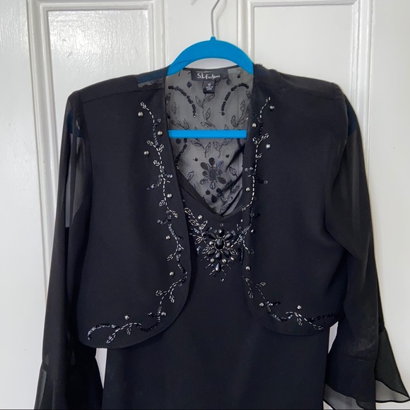 Black dress with shall - S.L fashions - Size 16 - Picture 2 of 4